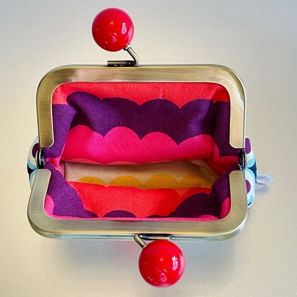 Handmade Gamaguchi Style Coin Purse - Atomic Floral Pop Art Print - Picture 6 of 9